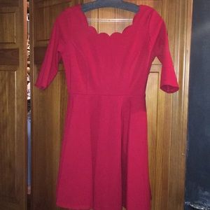 Short three quarter sleeve red dress